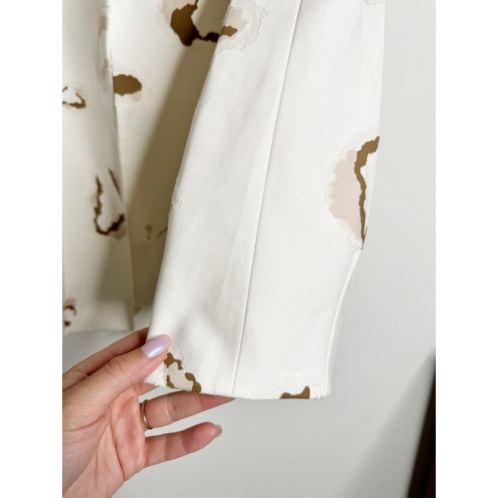 Massimo Dutti White Abstract Cat Animal Print Blazer Jacket 100% Cotton US 4 - Picture 7 of 13